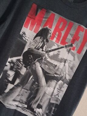 Bob Marley Graphic Tee in Charcoal with Red Print